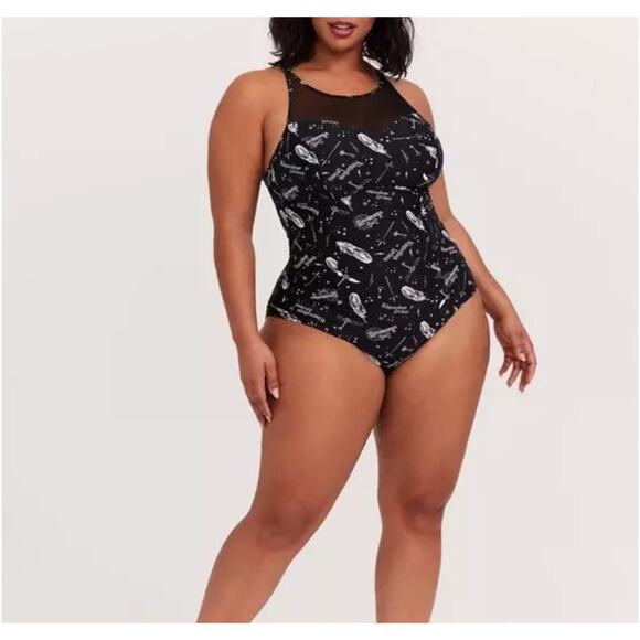 Torrid Other - Torrid Harry Potter Swimsuit Size 2 (18-20) Spell Black White Wireless One-Piece